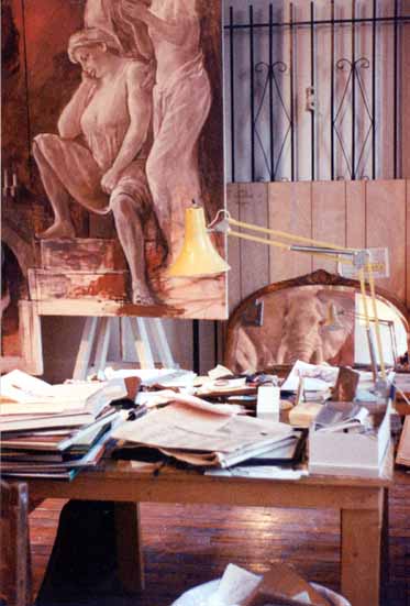 xavier de Callataÿ: his loft and detail of "Symphony for Catherine" (NYC-oct 1989)